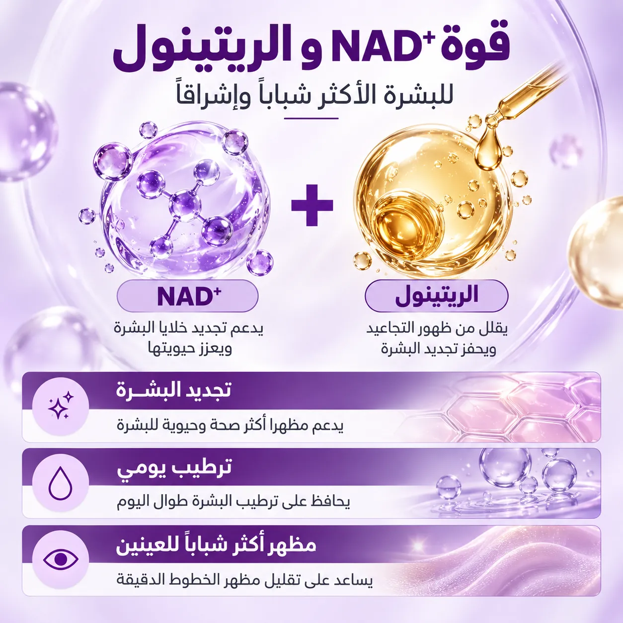 فوائد NAD+ والريتينول لتجديد بشرة منطقة العين
